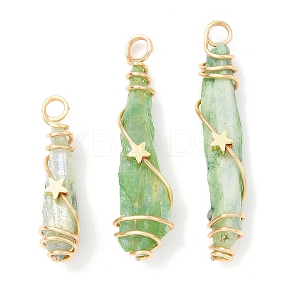 Electroplated Raw Rough Natural Quartz Crystal Copper Wire Wrapped Pendants PALLOY-JF02412-01-1