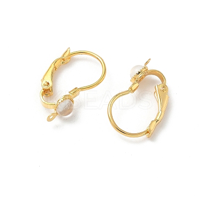 Flat Round Brass Glass Leverback Earring Findings KK-Z136-25G-1