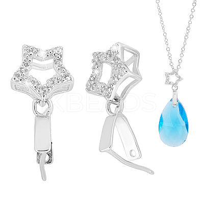 2Pcs 925 Sterling Silver Micro Pave Cubic Zirconia Pendant Bails STER-PH0001-96-1