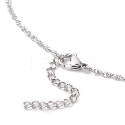 304 Stainless Steel Empty Macrame Pouch Pendant Singapore Chain Necklace Making NJEW-JN05280-1