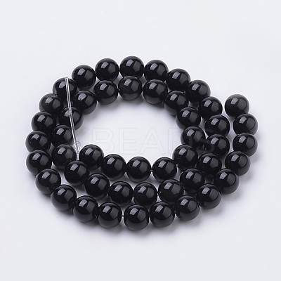 Natural Black Onyx Beads Strands G-S259-19-8mm-1