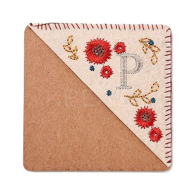 4Pcs Letter Personalized Hand Embroidered Corner Bookmarks JX587P-1