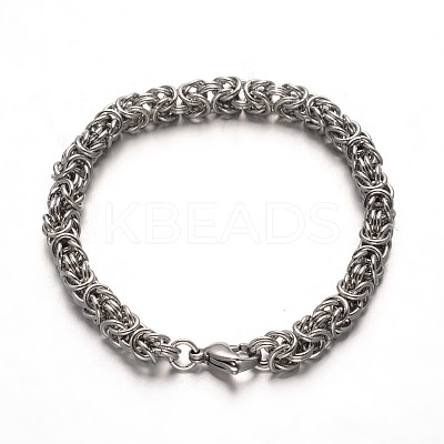 Tarnish Resistant 304 Stainless Steel Byzantine Chain Bracelets STAS-L149-01-1