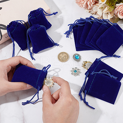 60Pcs Rectangle Velvet Drawstring Pouches TP-NB0001-66C-1