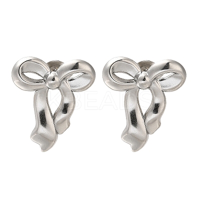 304 Stainless Steel Bowknot Stud Earrings EJEW-Z077-02P-1
