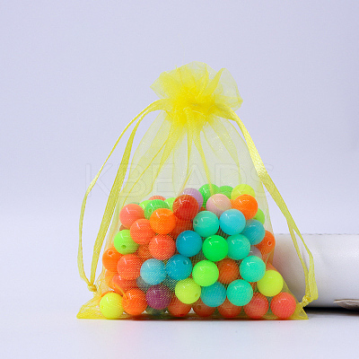 Rectangle Organza Drawstring Bags CON-PW0001-054B-10-1