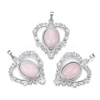 Natural Rose Quartz Pendants G-S274-12J-1