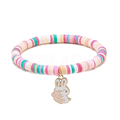 Handmade Polymer Clay Heishi Surfer Stretch Bracelet BJEW-JB08670-1