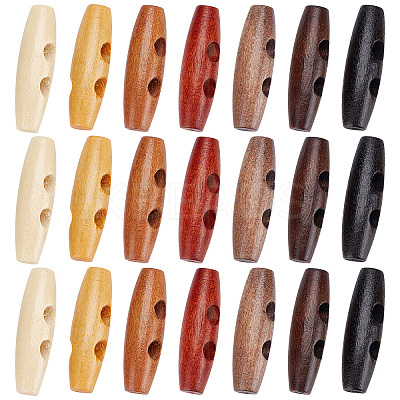70pcs 7 style Natural Wood Buttons DIY-GF0006-67-1