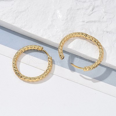Ion Plating(IP) 304 Stainless Steel Grooved Hoop Earrings EJEW-M218-01C-G-1