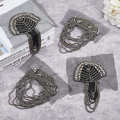 4Pcs 2 Styles Iron Fashion Tassel Epaulette FIND-FH0008-09-1