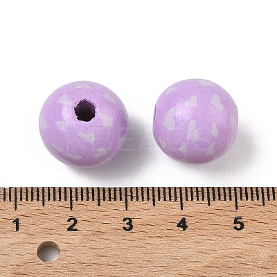 Valentine's Day Spray Painted & Printed Wood European Beads WOOD-L023-03F-1