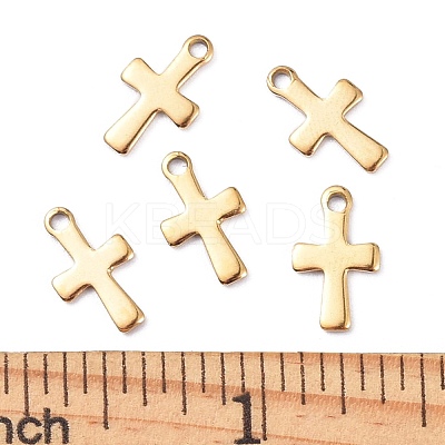 Ion Plating(IP) 304 Stainless Steel Tiny Cross Charms X-STAS-E104-34G-1