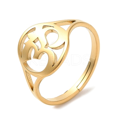 Ion Plating(IP) 304 Stainless Steel Yoga Adjustable Ring for Women RJEW-M149-24G-1