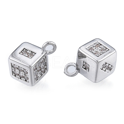 Brass Micro Pave Clear Cubic Zirconia Charms KK-N216-576P-1