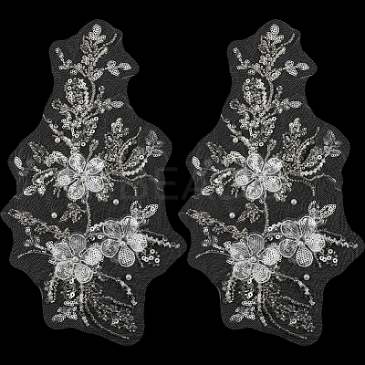 Flower Gauze & Sequin Embroidery Ornament Accessories DIY-WH0430-464B-1
