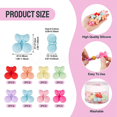 24Pcs 8 Styles Cherry Food Grade Eco-Friendly Silicone Focal Beads SIL-TA0003-06-1
