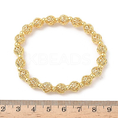 Brass Round Beaded Stretch Bracelets for Women BJEW-B148-04A-G-1