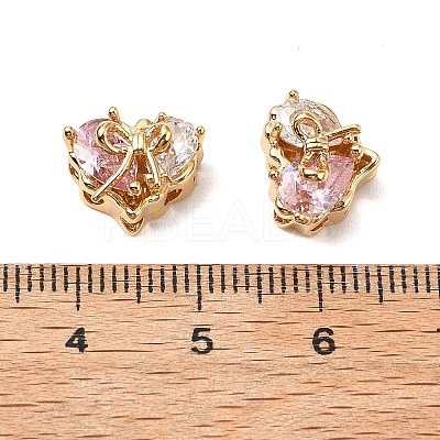 Brass Micro Pave Cubic Zirconia Beads KK-A259-20G-03-1