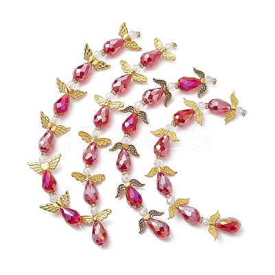 4Strands 4 Styles Dark Red Angel Fairy Shape Electroplate Transparent Glass Beads Strands AJEW-JB01175-S-1