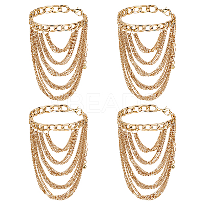 4Pcs Alloy Multi-Layered Chain Tassel High Heel Decor Anklets for Women AJEW-PH0007-78G-1