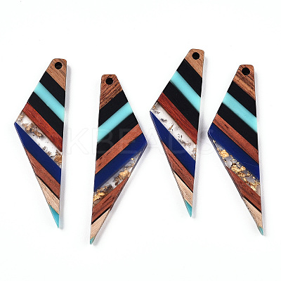 Transparent Resin & Walnut Wood Big Pendants RESI-TAC0017-52-A01-1