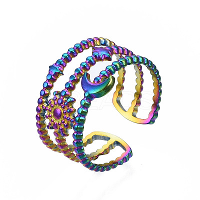 Sun & Moon & Star Cuff Rings RJEW-N038-017-1