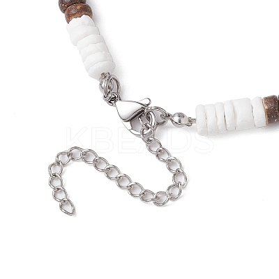 Summer Beach Natural Red Jasper & Synthetic Turquoise & White Shell & Coconut Beaded Necklaces NJEW-JN05012-1
