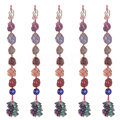 7 Chakra Nuggets Natural Gemstone Pocket Pendant Decorations HJEW-JM01049-04-1