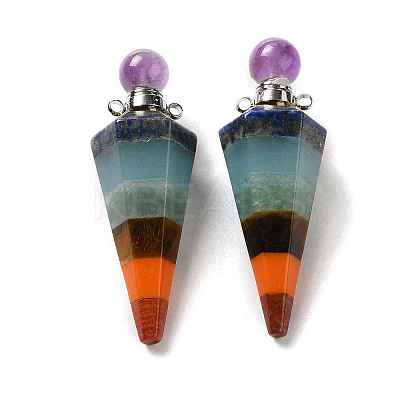 Chakra Natural Gemstone Perfume Bottle Big Pendants G-H285-03P-1