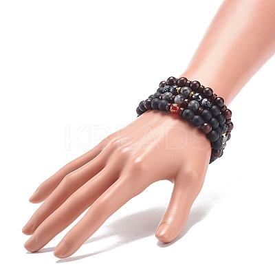 4Pcs 4 Style Natural Coconut & Wood & Mixed Gemstone Beaded Stretch Bracelets Set BJEW-JB08835-1