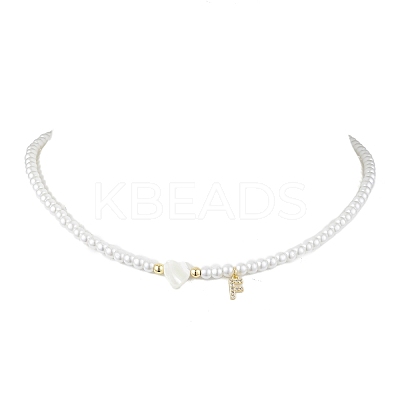 Brass Micro Pave Grade AAA Cubic Zirconia Letter Pendant Necklaces NJEW-JN04771-06-1