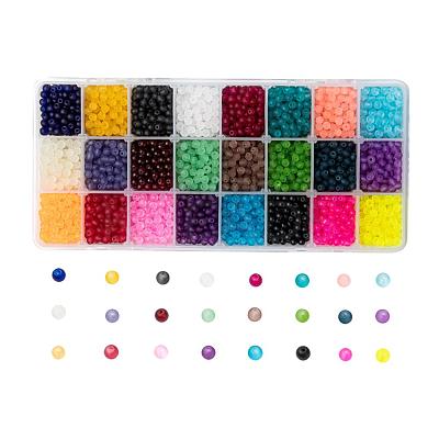 24 Colors Transparent Glass Beads FGLA-JP0001-03-4mm-1