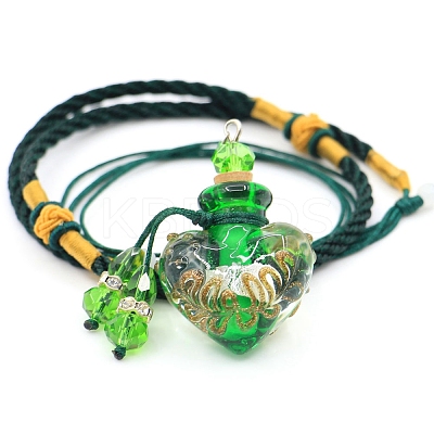 Baroque Style Heart Handmade Lampwork Perfume Essence Bottle Pendant Necklace PW-WG42346-06-1