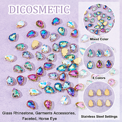 72Pcs 6 Colors Glass Beads GLAA-DC0001-04-1
