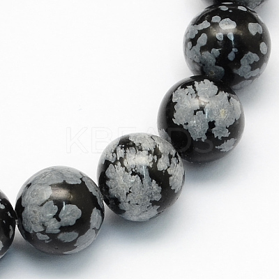Natural Snowflake Obsidian Round Beads Strands G-S172-6mm-1