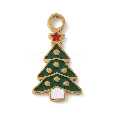 Christmas Themes 304 Stainless Steel Enamel Pendants STAS-K312-04C-G-1