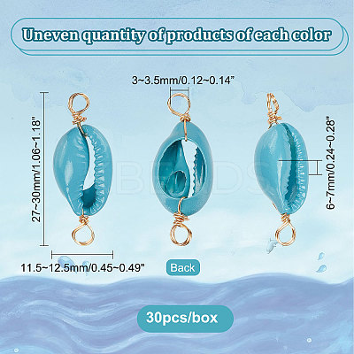 30Pcs Natural Cowrie Shell Connector Charms FIND-PH0007-95-1