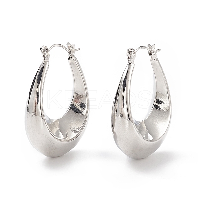 Brass Teardrop Thick Hoop Earrings for Women EJEW-I270-07P-1