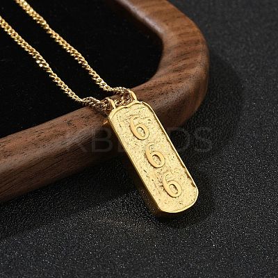 304 Stainless Steel Rectangle Number Pendant Necklaces NJEW-D300-01G-06-1