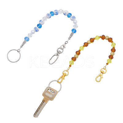 2Pcs Glass & Acrylic & Alloy Keychain KEYC-NB00028-1