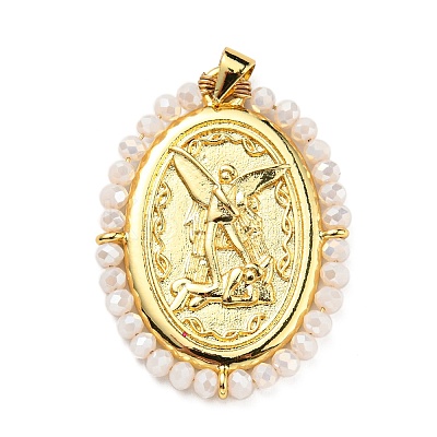 Brass with Glass Pendants KK-G472-05G-01-1