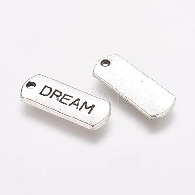 Tibetan Style Alloy Rectangle with Word Dream Pendants TIBEP-Q043-065-RS-1