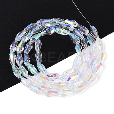 AB Color Plated Transparent Glass Teardrop Beads Strands LS-EGLA-T029-08A-1