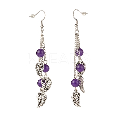 Natural Malaysia Jade Bead Dangle Earrings EJEW-JE04823-05-1