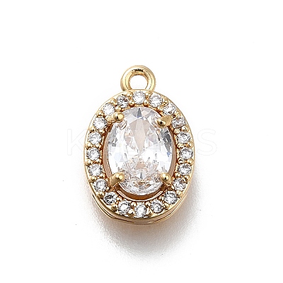 Brass Micro Pave Cubic Zirconia Pendants KK-D312-09G-02-1