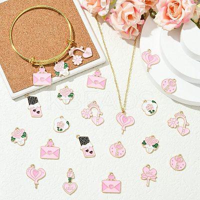 45Pcs 9 Styles Valentine's Day Theme Alloy Enamel Pendants FIND-CJ0003-74-1