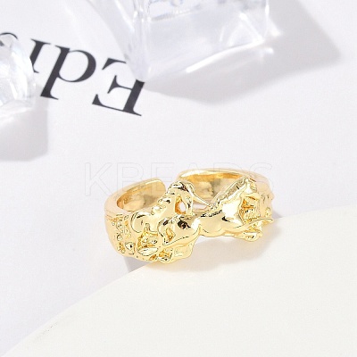 Rack Plating Brass Cuff Rings for Women RJEW-M028-61G-1