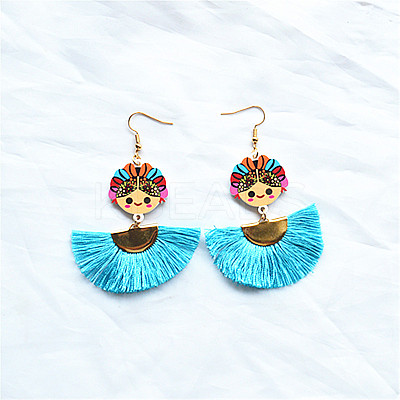 Alloy & Acrylic Tassel Dangle Earrings WG961F4-01-1