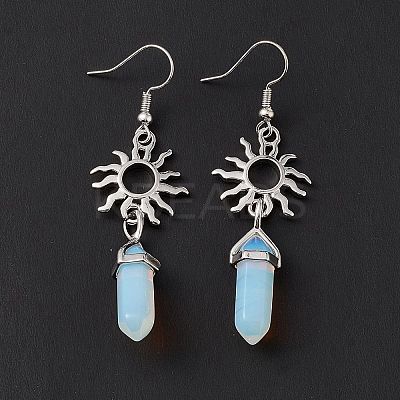 Opalite Bullet with Sun Dangle Earrings EJEW-I276-01P-17-1